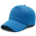 Gorra de béisbol de lona de algodón azul con textura de sarga y visera curva clásica - Ajustable / Azul