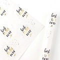 White gift wrapping paper with gold foil 'best DAY ever' text and gold heart patterns - LOVE Gold Foil Style 2