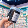 Bulk set of 50 black high-elasticity seamless hair ties in a clear plastic storage jar - Approx 50 Pieces Canned / Black
