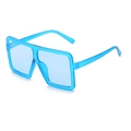 Detail view of transparent blue square sunglasses frame and inner temple model YQ 807 - Blue Frame / Blue Lens