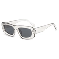 Lunettes de soleil hip hop rectangulaires gris transparent avec monture épaisse et verres gris - Monture Gris Transparent Verre Gris