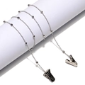 Silver bead chain with crocodile clips for masks and glasses on white display stand - Silver