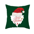 Detail of Christmas pillow cover with festive reindeer, Santa motifs and Merry Christmas text - Green Beard Deer Bell(DRD213-8)