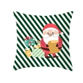 Detail of Christmas pillowcase featuring Santa Claus with gifts on green striped background - Santa And Gifts(DRD213-14)