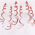 Set of 6 red metallic PVC hanging swirl decorations for wedding and birthday party events - Set of 6 / Red