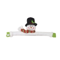 Christmas snowman curtain tieback with black top hat and red green striped scarf decoration - Snowman / White