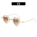 Lunettes de soleil cœur dorées avec strass brillants et verres dégradés marron - Monture Dorée Verre Marron Dégradé(C5)