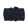 Close-up of a premium black velvet oversized bow headband for babies and toddlers - No.1 Black