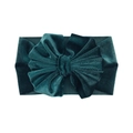 Detailed view of dark green velvet oversized bow headband for babies and kids - No. 5 Dark Green