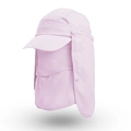 Rosafarbener schnelltrocknender Outdoor-Sonnenhut mit Gesichtsmaske und Nackenschutz - Rosa