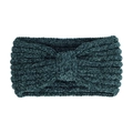 Detailed texture of dark green chenille knitted knot headband with soft elastic weave - Dark Green