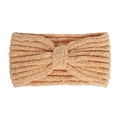 Detail showing the chenille knitted texture and center knot design of the winter headband - Light Orange