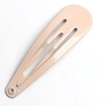 Single light pink 5cm teardrop metal BB hair clip for girls on white background - Apricot