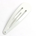 Glossy white lacquer coated 5cm metal snap hair clip for girls in minimalist style - Off-white