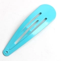 Single blue lacquered metal BB snap hair clip for girls on a clean white background - Lake Blue
