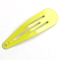 Yellow minimalist 5cm metal snap hair clip with glossy finish for children - Yellow & Green