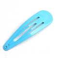 Single blue lacquered metal BB hair clip with glossy finish on a clean white background - Blue