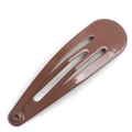 Minimalist brown 5cm metal BB hair clip with drop-shaped lacquer finish and hollow design - Coffee