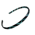 Cerchietto nero da 0,8cm con motivo geometrico blu e denti interni antiscivolo - Saia Blu