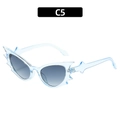 Y2K light blue cat eye sunglasses with bat wing spiked edges and grey lenses - Transparent Blue Frame / Gradient Grey Lenses