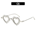 Monture de lunettes de soleil cœur argentée avec strass et branches en métal - Monture Argent Verre Transparent(C6)
