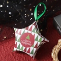 Star-shaped Christmas candy box with red and green triangles and a green ribbon loop - Christmas Triangle Flag (Green Ribbon)