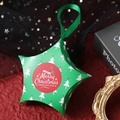 Grüne sternförmige Weihnachtsgeschenkbox mit Tannenbaum-Print und elegantem Bandgriff - Grüner Weihnachtsbaum (Grünes Band)