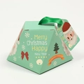 Green pyramid-shaped Christmas gift box with ribbon handle and festive tag - Single Piece / S513 Light Green Santa (No Tag)