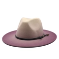 Klassischer Fedora Hut mit beige-burgunderfarbenem Verlauf und Vintage-Pfeilanhänger - M (56-58cm) / Lila