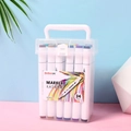 Set of 24 colors dual tip markers in a portable transparent plastic storage box - 24 Colors