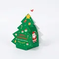 Green Christmas tree shaped gift box featuring Santa Claus and candy cane holiday patterns - XT41-Christmas Tree