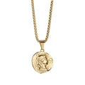 Titanium stalen gouden munt ketting met vintage portretreliëf en box-ketting voor uniseks - 2.5*60 Boxketting / Goud