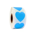 Sky blue heart-shaped self-adhesive stickers on a roll for gift decoration - Blue