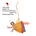 Handcrafted yellow iron angel ornament with gold wings and rustic string for Christmas decor - Yellow Angel Pendant