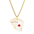 Iced out poker flush pendant necklace in gold finish with AAA zircon heart spades - Gold Heart Royal Flush Pendant (KP94054)