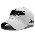 Gorra de béisbol clásica de algodón blanco con bordado Keet negro en 3D - Ajustable / Blanco