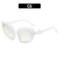 Fashionable oversized cat-eye sunglasses in pure white with star-shaped temple details - Jelly White Frame White Lenses (C6)