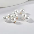 Perles d'oreilles blanches 12mm avec base en cuivre plaqué or 18k pour bijoux DIY - 12mm (1 Pièce)