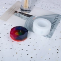 Detail of octagonal resin ashtray made from a translucent round silicone DIY mold - Small Rhombus