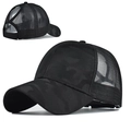 Berretto da baseball mimetico nero da donna con rete traspirante e foro per coda di cavallo - Regolabile / Mimetico Nero Coda di Cavallo
