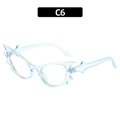 Y2K punk bat-shaped cat eye sunglasses in translucent light blue, model C6 - Transparent Blue Frame Clear Lens