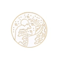 Broche en émail minimaliste soleil et lune avec motif de vagues en alliage doré - C1661 (Vague de Mer Ciel Étoilé)