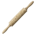 Christmas themed wooden rolling pin featuring laser-engraved snowflakes and bells - Festive Icons (JM02024)