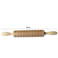35cm wooden rolling pin with engraved Christmas tree and star patterns for baking cookies - Christmas Tree (JM01002)