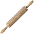 Wooden rolling pin with engraved skull and Eat Me motifs for Halloween baking - Skull Pattern (JM01033)