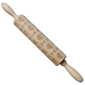 Wooden rolling pin with heart pattern engraving for embossed cookies on white background - Heart Pattern (JM01043)