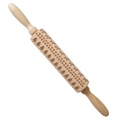 Wooden rolling pin with Christmas elk and tree embossing for engraved cookies - Deer and Heart (JM01678)
