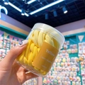 Jar of high-elasticity yellow seamless hair ties with towel cloth texture for girls - 50 Pieces Canned / Yellow