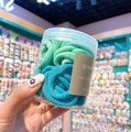 Jar of high-elasticity hair ties in Tiffany blue and grass green colors for girls - Approx 50 Pieces Canned / Green