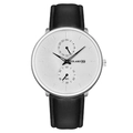 Montre quartz YOLAKO pour homme avec cadran blanc, aiguilles bleues et bracelet en cuir - Cadran Blanc Boîtier Argent Bracelet Noir